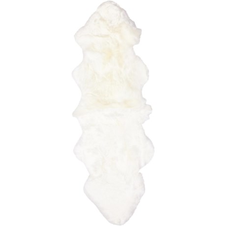 Auskin Double Sheepskin Pelt Rug - 2x6’, Ivory in Ivory