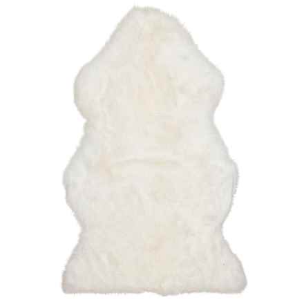 Auskin Long Wool Sheepskin Pelt Rug - 2x3’, Ivory in Ivory