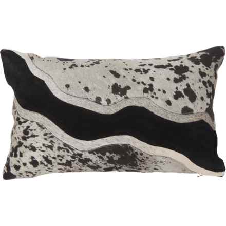 Auskin River Cowhide Throw Pillow - 12x20”, Feather Fill in Multi