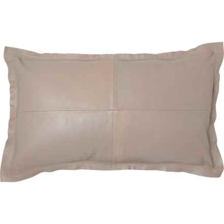 Auskin Vintage Leather Throw Pillow - 12x20”, Feather Fill in Sand