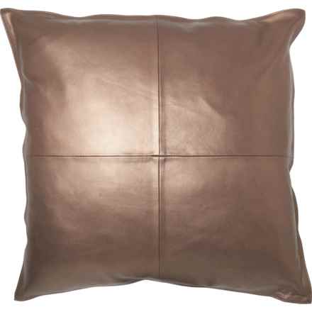 Auskin Vintage Leather Throw Pillow - 19.7x19.7”, Feather Fill in Copper