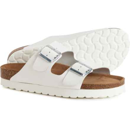 Autenti Made in Spain 2-Band Buckle Flatform Sandals - Leather (For Women) in White