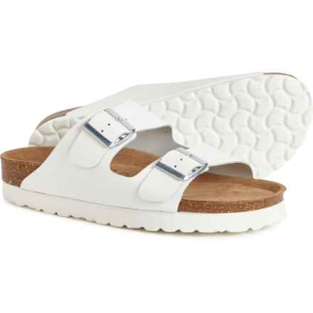 Autenti Made in Spain 2-Band Buckle Flatform Sandals - Leather (For Women) in White