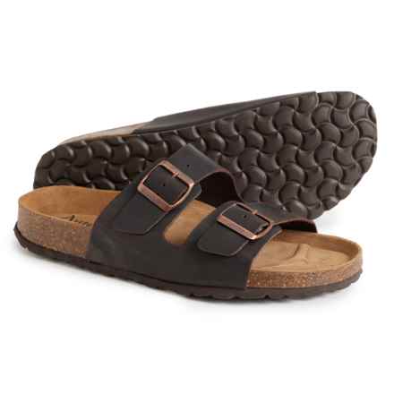 Autenti Made in Spain 2-Band Sandals - Crazy Horse Leather (For Men) in Dark Brown