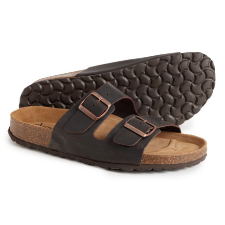 Autenti Made in Spain 2-Band Sandals - Crazy Horse Leather (For Men) in Dark Brown