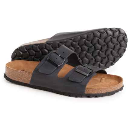 Autenti Made in Spain Crazy Horse 2-Band Sandals - Leather (For Men) in Black