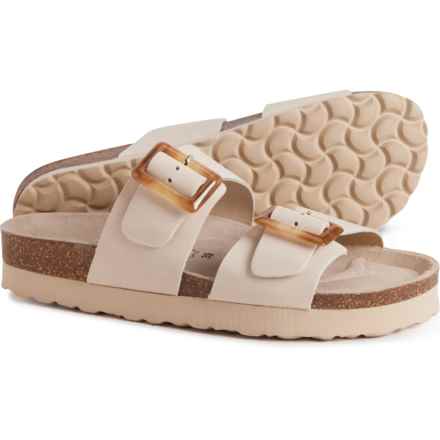 Autenti Made in Spain Tortoise Buckle Flatform Sandals - Leather (For Women) in Taupe