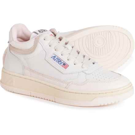 AUTRY Open Mid Sneakers - Leather (For Women) in White / Pink