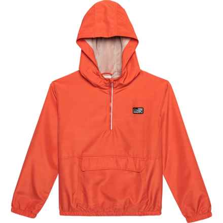 Avalanche Big Boys Packable Magic Rain Anorak Jacket - UPF 50, Zip Neck in Orange
