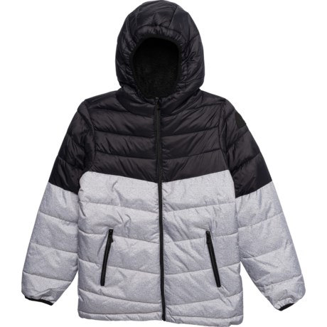 Avalanche Big Boys Quilted Ski Jacket - Insulated in Print Grey