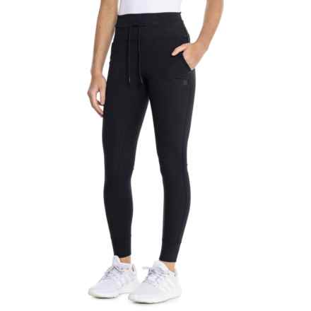 Avalanche Double Peached Full Length Drawcord Leggings in Black