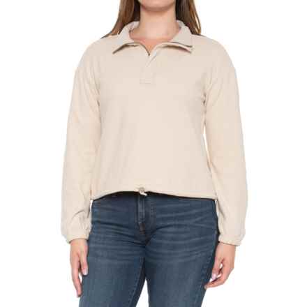Avalanche Peached Mock Neck Shirt - Zip Neck, Long Sleeve in Sand Heather