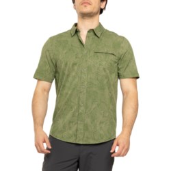 Avalanche Woven Palm Print Shirt - Short Sleeve in Rich Olive