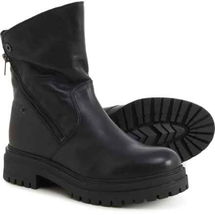 Avellini Made in Portugal Cozy-Lined Fold-Down Boots - Leather (For Women) in Black