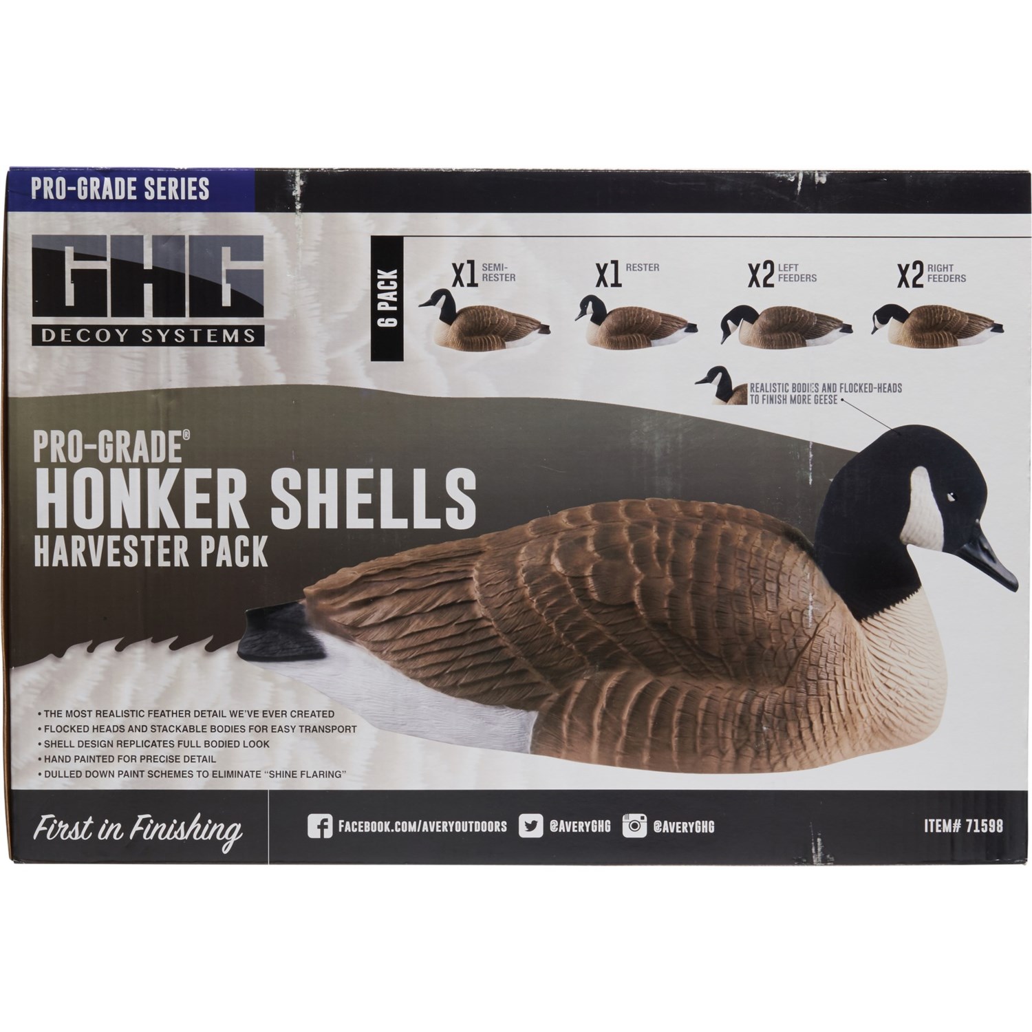 Avery Ghg Pro Grade Honker Shells Harvester Goose Decoys 6 Pack