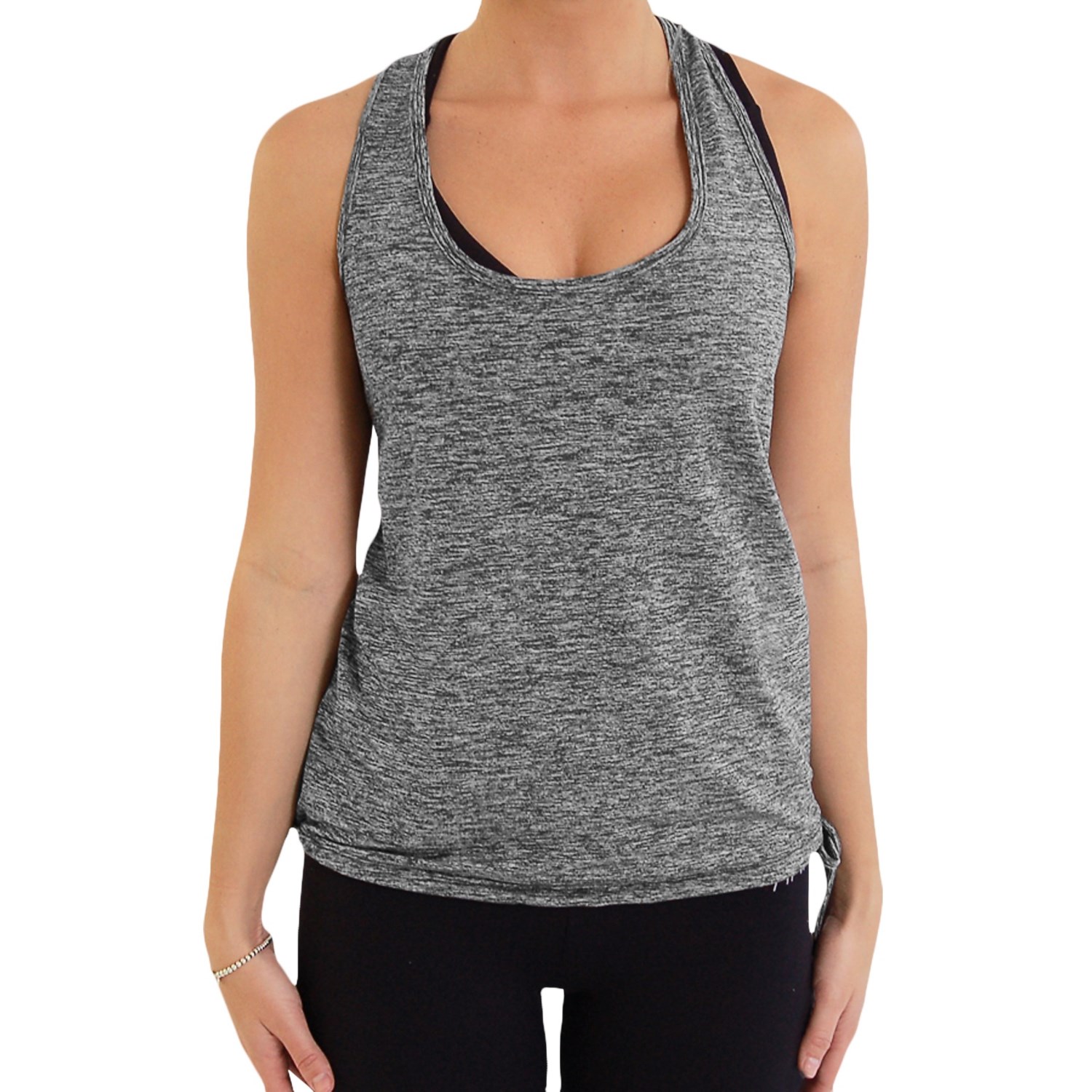 AyAyAy Criss-Cross Tank Top - Keyhole Back (For Women) in Heather Grey