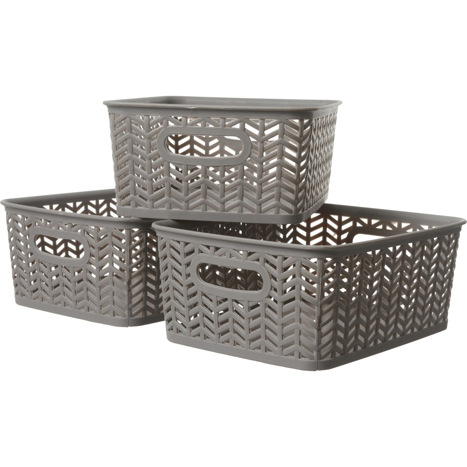 Azzure Herringbone Resin Storage Baskets Set Of 3 7 75