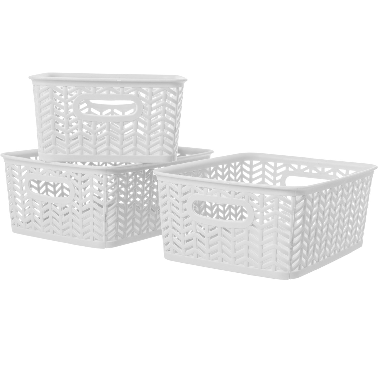 Azzure Herringbone Resin Storage Baskets Set Of 3 7 75