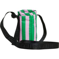 Baggu Puffy Water Bottle Sling Bag (For Women) in Pink Green Awning Stripe