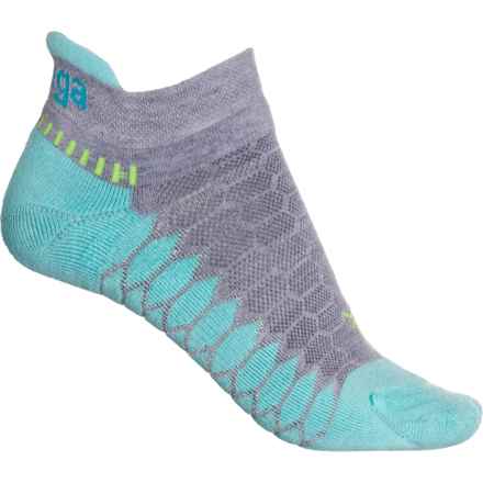Silver No-Show Tab Socks - Below the Ankle (For Women) in Mid Grey/Aqua