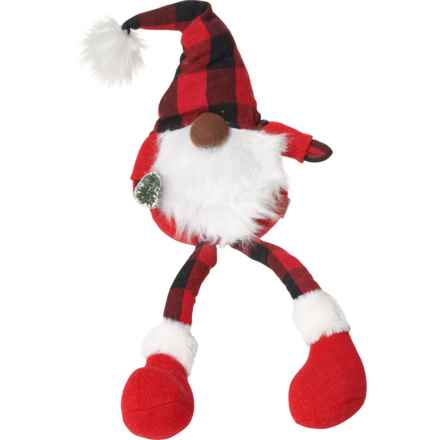 Balsam & Fir Trading Co. Plaid Dangly Gnome Decoration - 30” in Red/Brown Nose