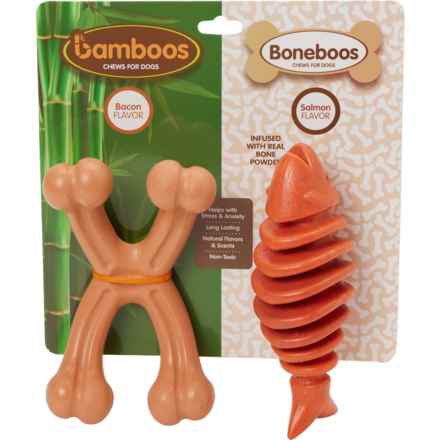 BAMBOOS Four-Prong and Boneboos Fish Bone Dog Chew Combo - 2-Pack in Multi