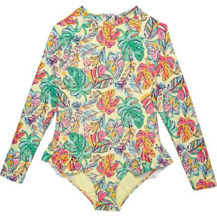 Banana Boat Little And Big Girls One-Piece Paddle Suit - UPF 50+, Long Sleeve in Yellow Pear