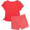 4JMAM_2 Banana Boat Little and Big Girls Ruched T-Shirt and Terry Shorts Set - Short Sleeve