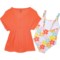 4JVFF_2 Banana Boat Toddler Girls One-Piece Swimsuit and Cover-Up Dress Set - UPF 50+, Short Sleeve