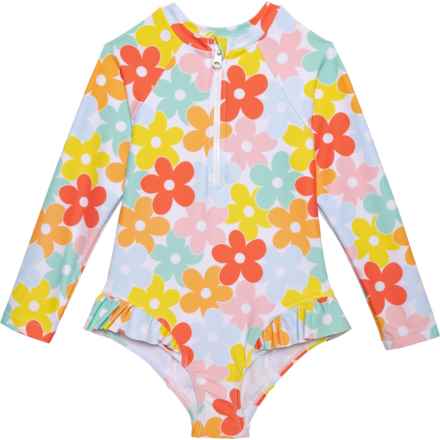 Banana Boat Toddler Girls One-Piece Swimsuit - UPF 50+, Long Sleeve in Marshmallow