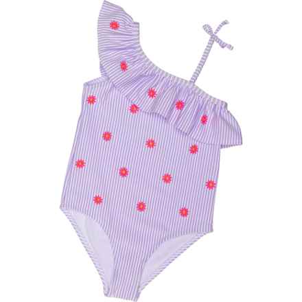 Banana Boat Toddler Girls Seersucker Asymmetric Neck Swimsuit - UPF 50+ in Lavendar