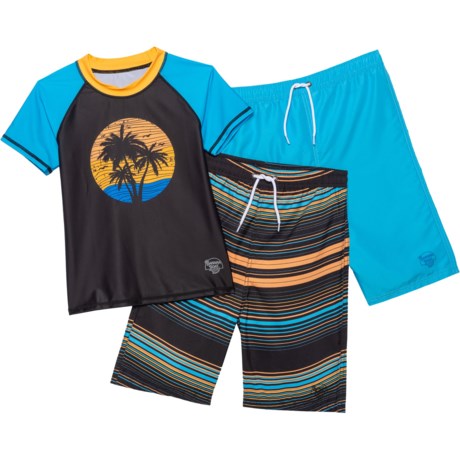 Banana Boat Tropical Sunset Rash Guard and Two Shorts Set (For Big Boys ...