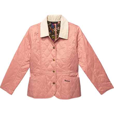 Barbour Big Girls Printed Summer Liddesdale Jacket - Insulated in Secret Pink