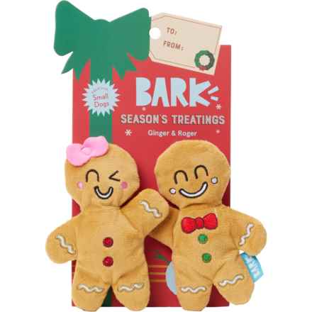 BARK Ginger and Roger Gingerbread Plush Dog Toys - 2-Pack, Squeaker in Ginger/Roger