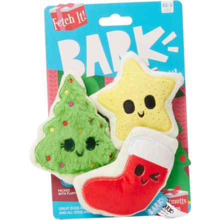 BARK Santa’s Jolly Cookie Jar Plush Dog Toy Set - 3-Pack, Squeaker in Cookie/Cookie Jar