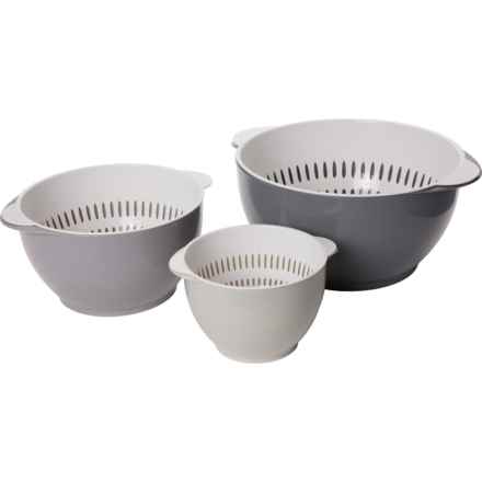 Basic Essentials Mixing Bowl and Colander Set - 6-Piece in Grey