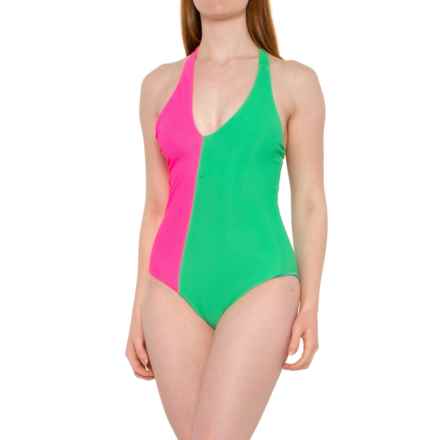 Beach Riot Nia Asymmetric One-Piece Swimsuit in Watermelon Colorblock