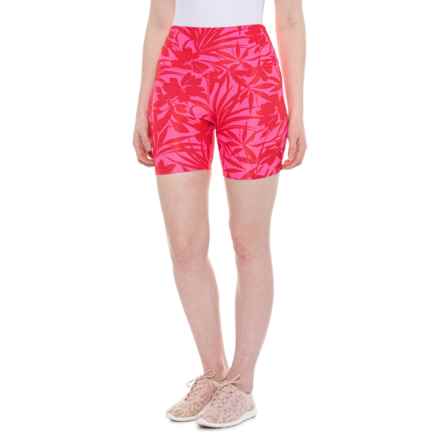 Beach Riot Ribbed Bike Shorts in Neon Hibiscus