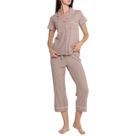 Bearpaw 2x2 Rib Notched Collar Pajamas - Short Sleeve in Etherea