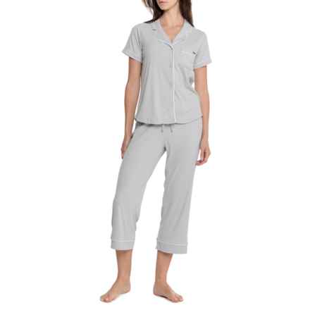 Bearpaw 2x2 Rib Notched Collar Pajamas - Short Sleeve in Gray