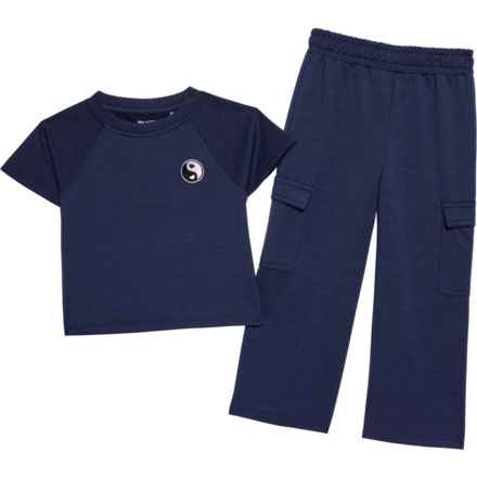 Bearpaw Big and Little Girls Active Shirt and Pants Set - Short Sleeve in Naval Academy