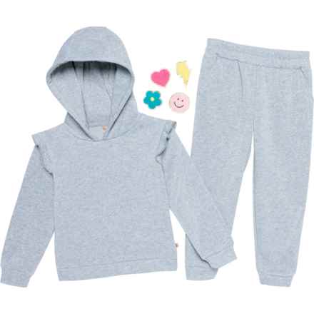 Bearpaw Big and Little Girls Hoodie and Pants Set in Light Grey Heather