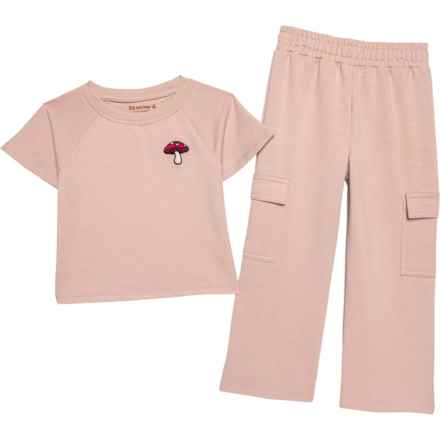 Bearpaw Big and Little Girls Shirt and Pant Set - Short Sleeve in Mushroom