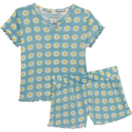Bearpaw Big Girls Printed Pajamas - Short Sleeve in Cameo Blue