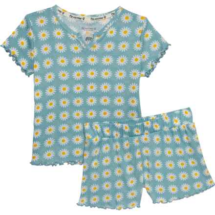 Bearpaw Big Girls Printed Shorts Pajamas - Short Sleeve in Cameo Blue