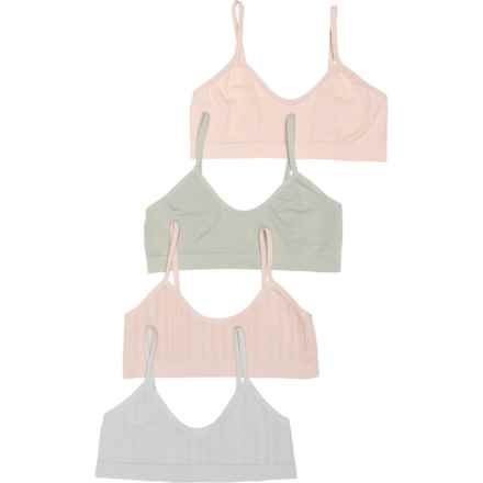 Bearpaw Big Girls Seamless Bra - 4-Pack, Low Impact in Harbor Mist/Cream Tan/Rose Dust/Desert Sage