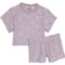 Bearpaw Big Girls Terry Knit Lounge Set - Short Sleeve in Rose Smoke