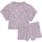 4JPRM_2 Bearpaw Big Girls Terry Knit Lounge Set - Short Sleeve