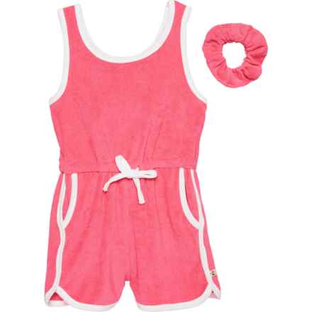 Bearpaw Big Girls Terry Romper - Sleeveless in Rouge Red/Marshmallow