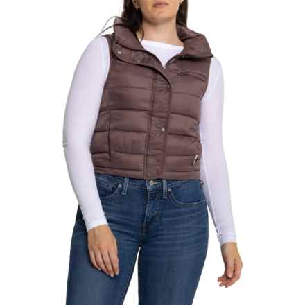 Bearpaw Cropped Lightweight Puffer Vest - Insulated in Peppercorn